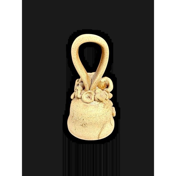 Vintage Artisan Clay/Stoneware Applied Floral Art Pottery 6" Bell Studio Signed - Picture 3 of 8